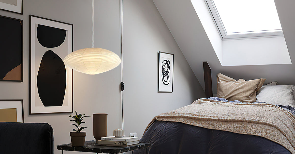 Handgefertigte Washi-Papier-Hängeleuchte – japanisches Design mit E26/E27-Fassung – sanfte Beleuchtung für Wohnzimmer, Schlafzimmer und Esszimmer – inklusive Montagehaken | Sansoti