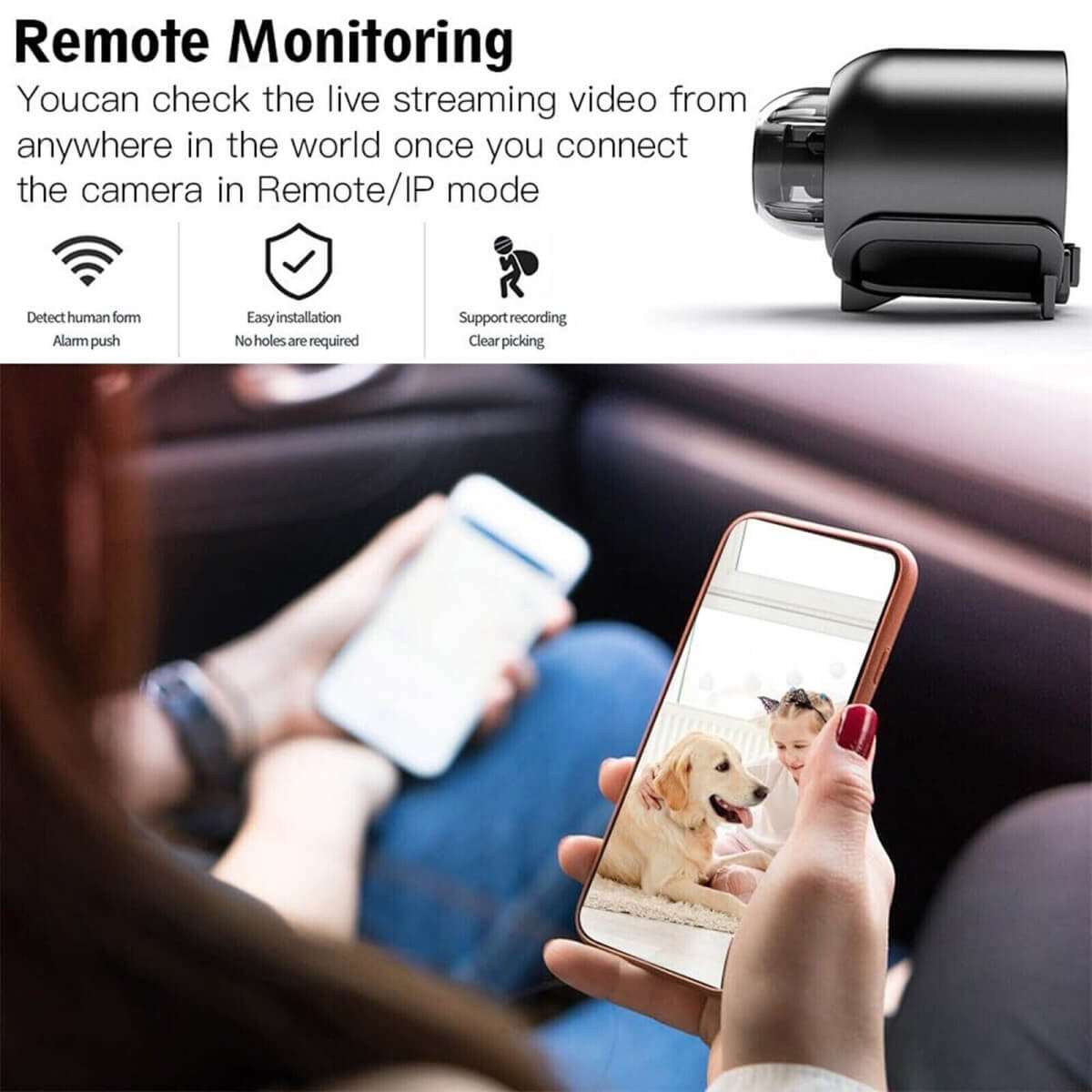 Waterproof Mini Security Camera with Night Vision WiFi 1080P HD 160° Wide Angle | Sansoti