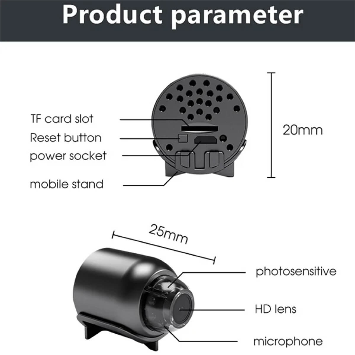 Waterproof Mini Security Camera with Night Vision WiFi 1080P HD 160° Wide Angle | Sansoti