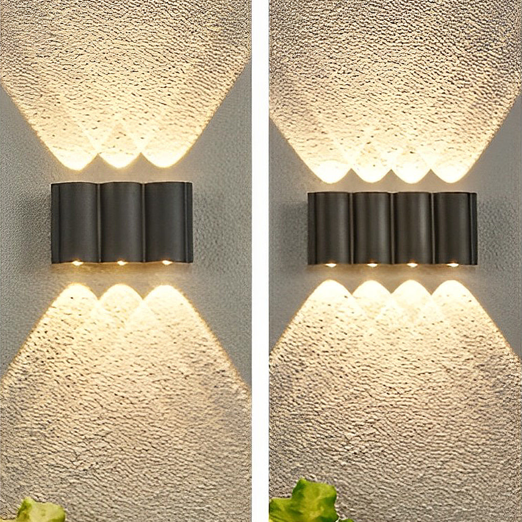 Nowoczesna zewnętrzna lampa ścienna z aluminium LED, wodoodporna, IP65, czarna, światło nastrojowe, oświetlenie ogrodowe i elewacyjne | Sansoti