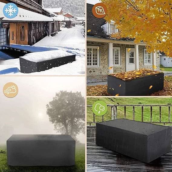 Weerbescherming Hoes voor Tuinmeubelen Waterdicht Polyester Zwart Zilver voor Patio Balkon Tuin Buiten | Sansoti