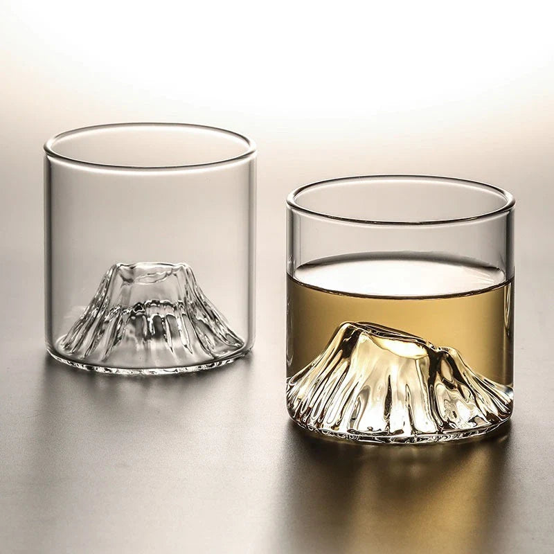 Handmade Whisky Glass with Volcano Crater Base 200ml Heat-Resistant Glass Japanese Craft Premium Whisky Glass | Sansoti