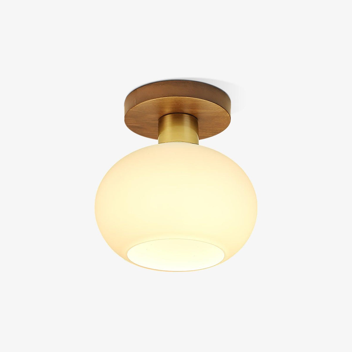 Ceiling Lamp Walnut Copper Glass White Ø18cm Living Room Bedroom Hallway Opal Globe Ceiling Light Retro Ambient Lighting | Sansoti