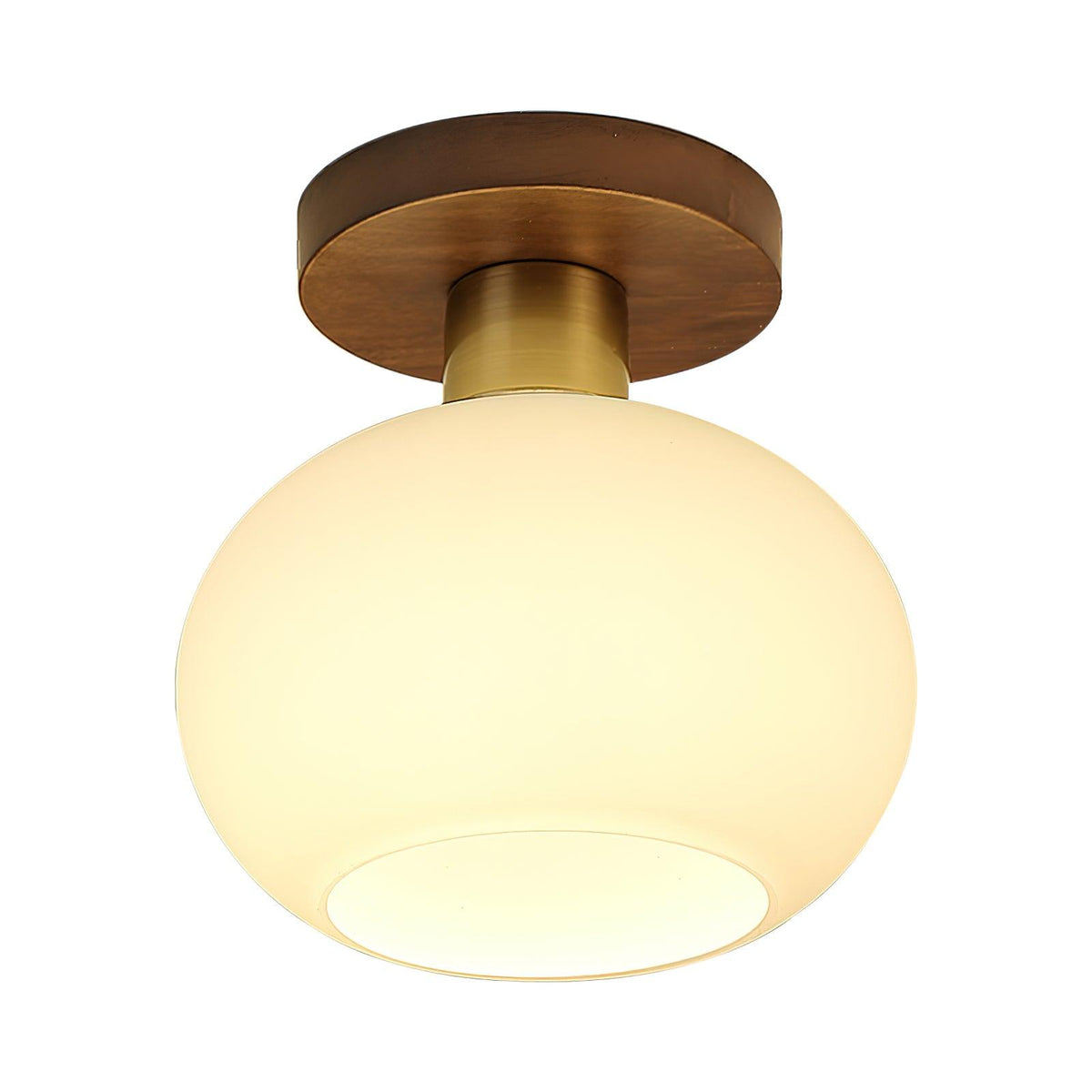 Ceiling Lamp Walnut Copper Glass White Ø18cm Living Room Bedroom Hallway Opal Globe Ceiling Light Retro Ambient Lighting | Sansoti