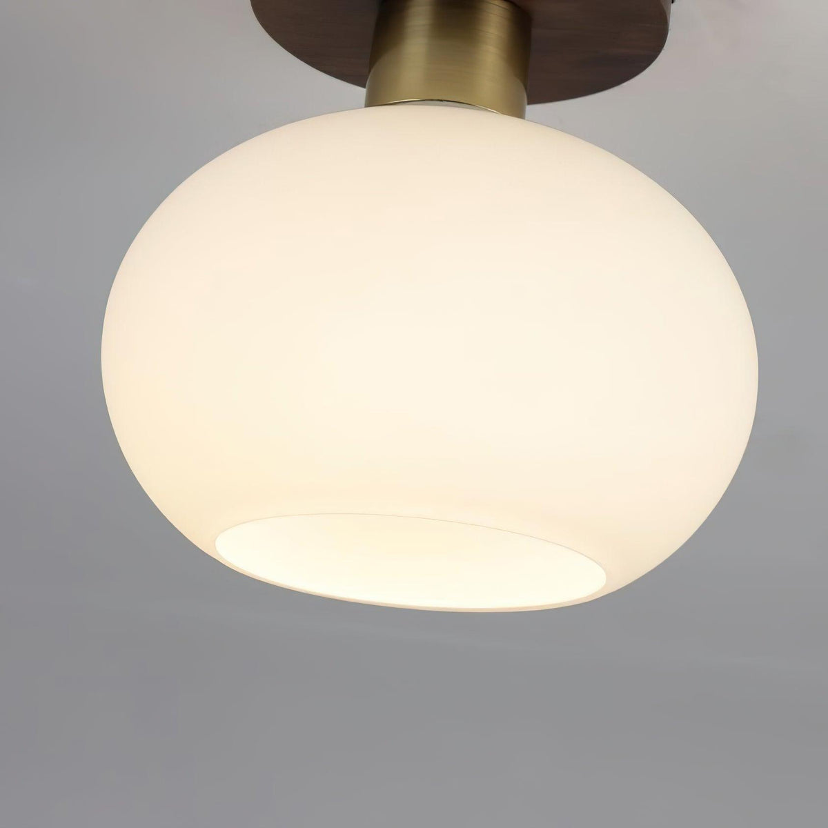 Ceiling Lamp Walnut Copper Glass White Ø18cm Living Room Bedroom Hallway Opal Globe Ceiling Light Retro Ambient Lighting | Sansoti