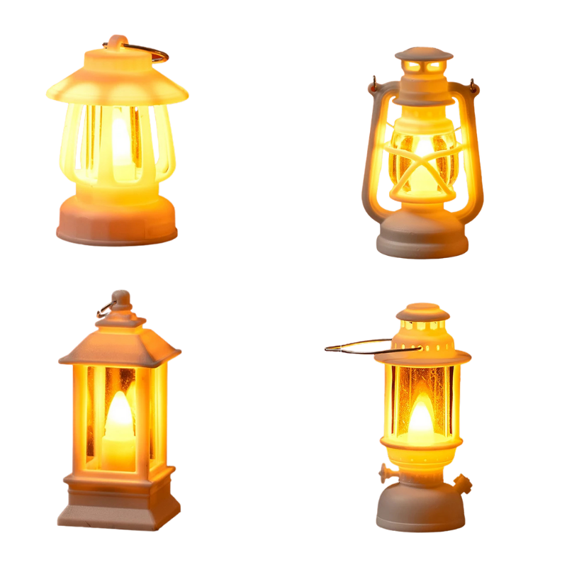 Mini LED Night Light Retro Design Dollhouse Lighting Warm Ambient Light Decorative Miniature Lamp Children's Room | Sansoti