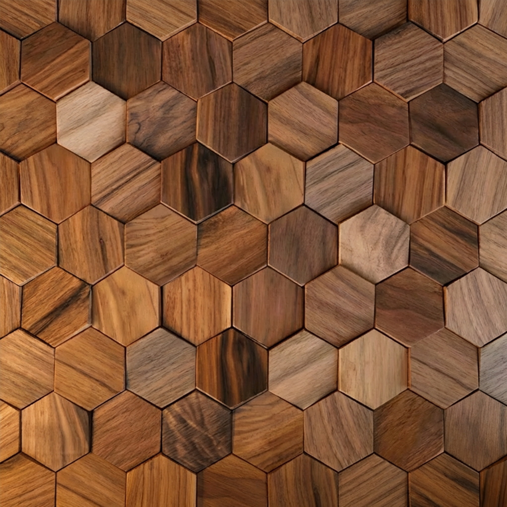 Wikne Houten Mozaïek Wandpanelen Met Hexagon Design Voor Moderne Accentmuren | Sansoti