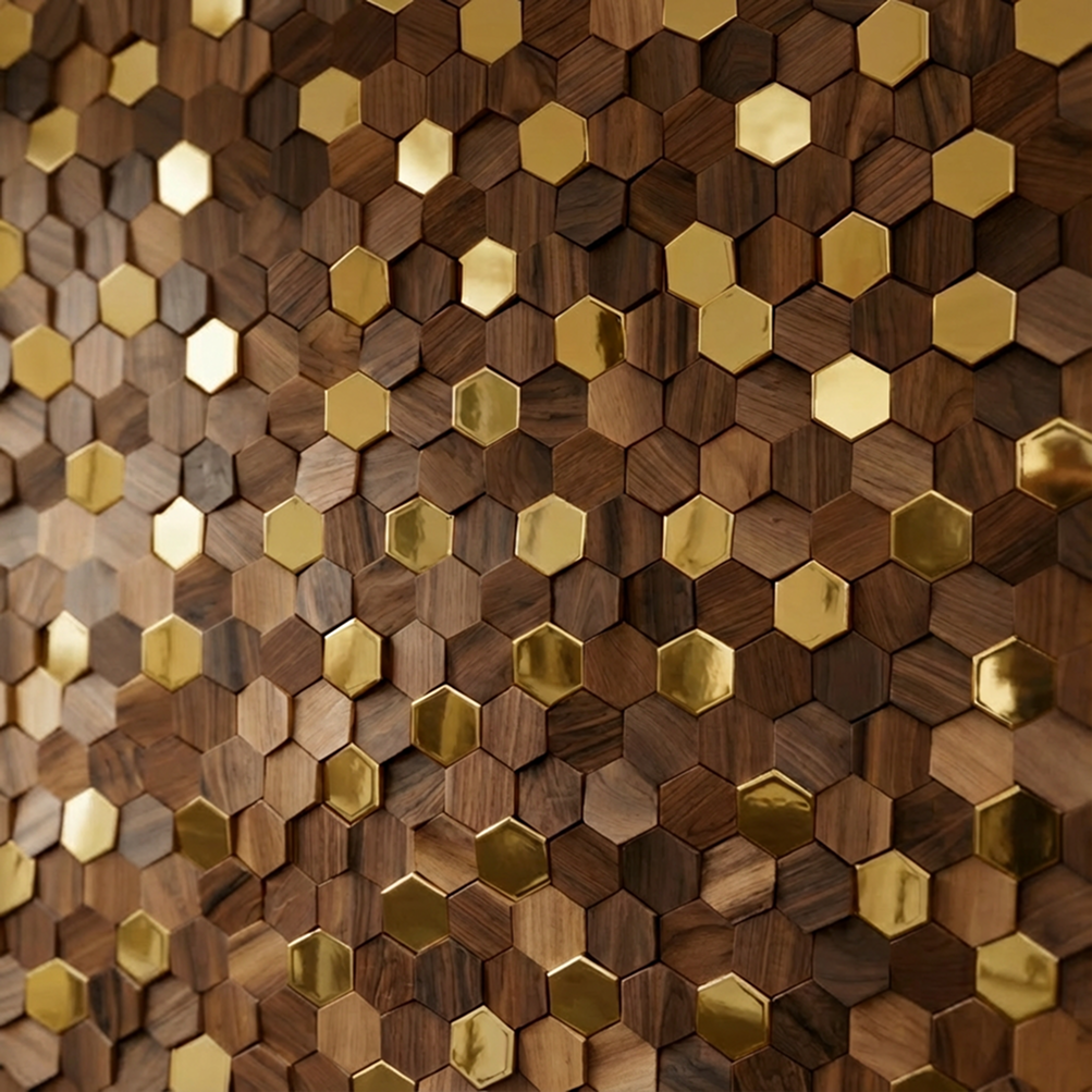 Wikne Houten Mozaïek Wandpanelen Met Hexagon Design Voor Moderne Accentmuren | Sansoti
