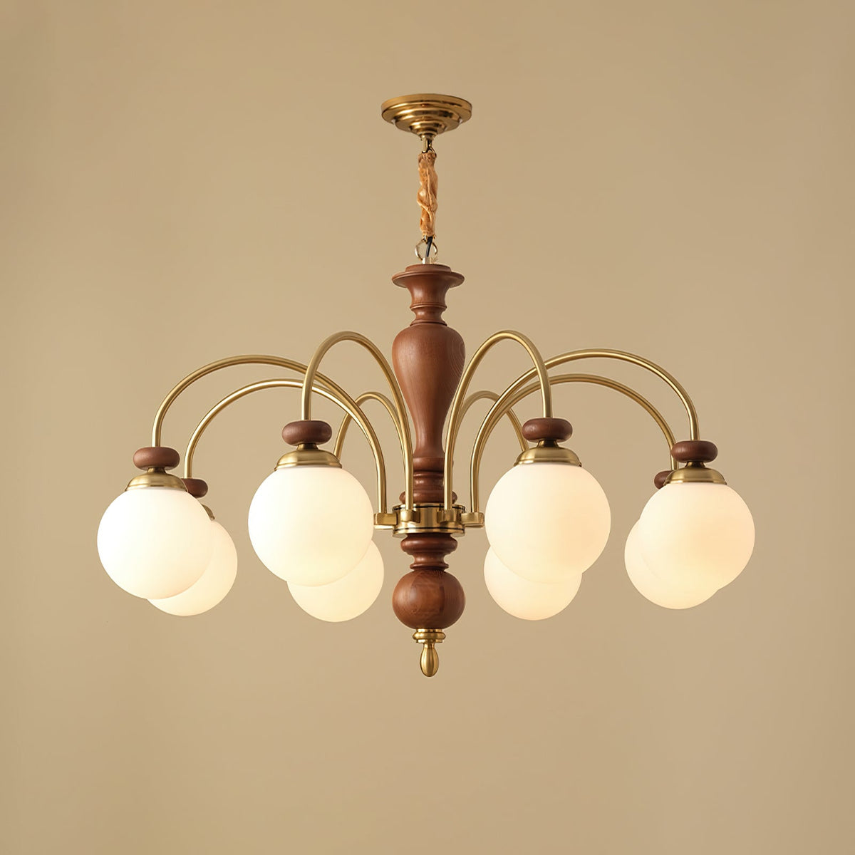 Suspension industrielle 8 bras couleur noyer or salon salle à manger lampe araignée vintage lampe pendante plafonnier réglable | Sansoti