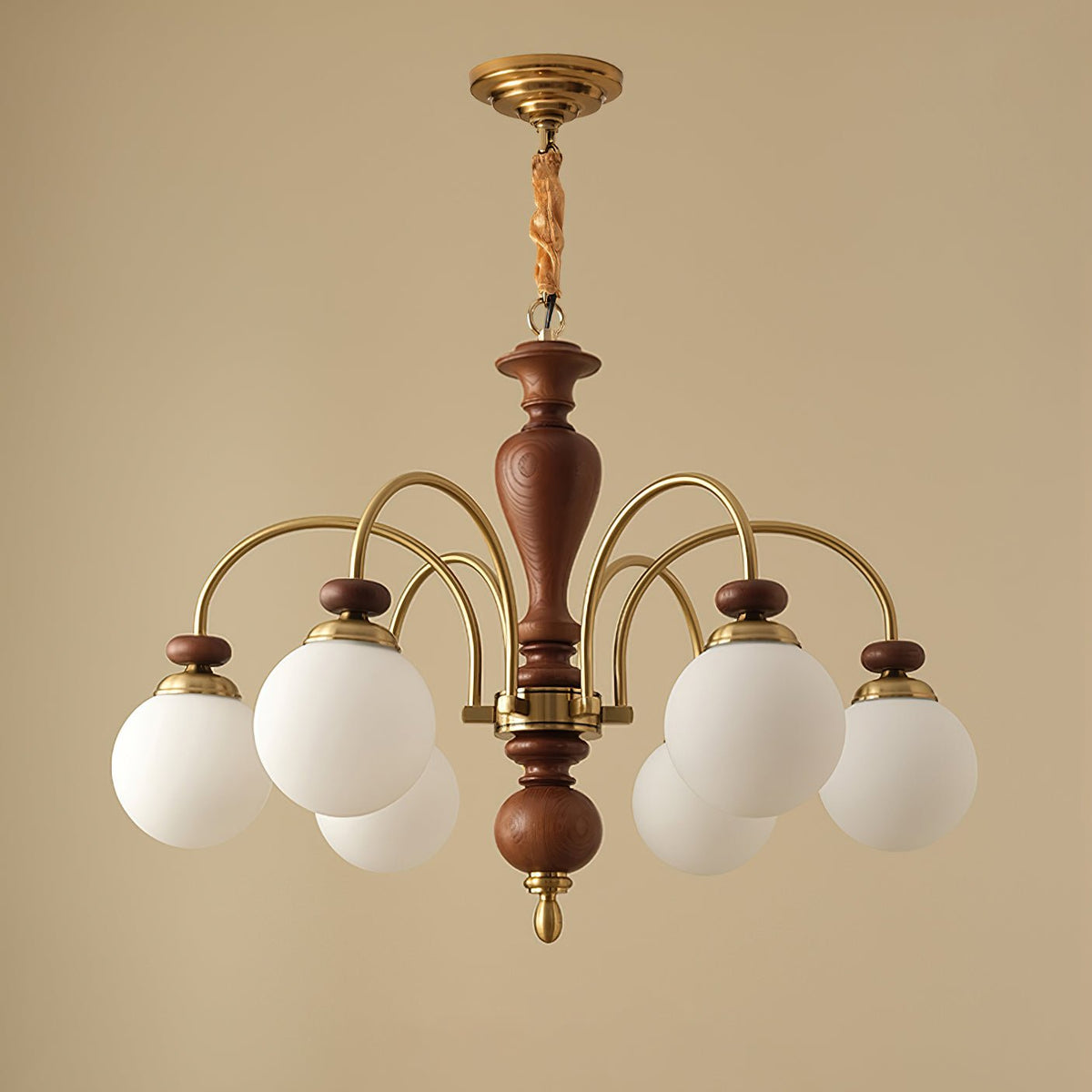 Suspension industrielle 8 bras couleur noyer or salon salle à manger lampe araignée vintage lampe pendante plafonnier réglable | Sansoti