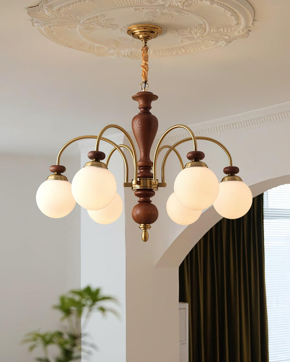 Suspension industrielle 8 bras couleur noyer or salon salle à manger lampe araignée vintage lampe pendante plafonnier réglable | Sansoti