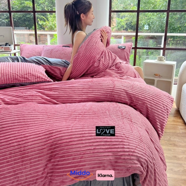 Fleece Dekbedovertrek met Rits Teddy Fluweel Zacht Warm Winterbeddengoed Coral Polyester 140-240cm Eenpersoons | Sansoti