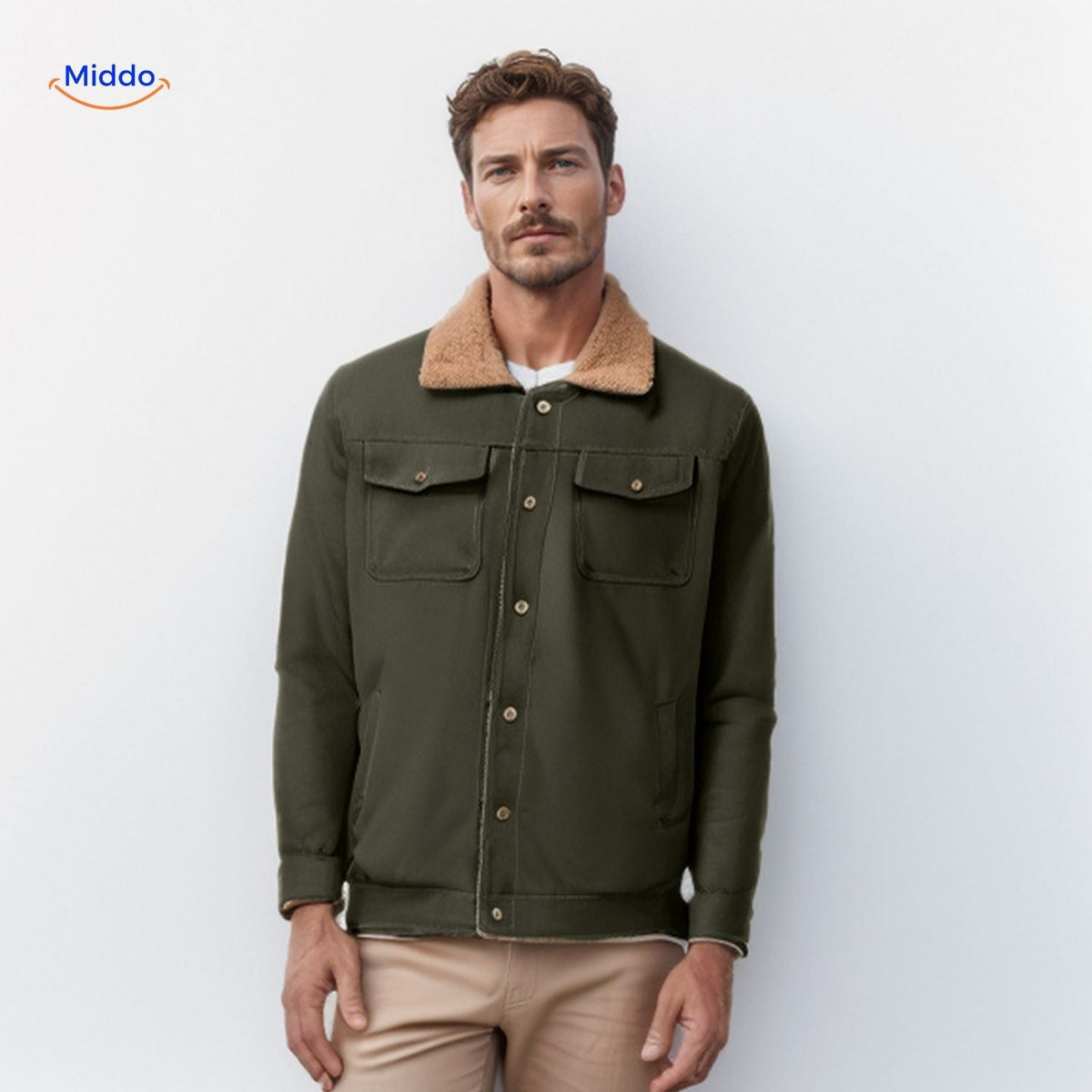 Casual Men's Transitional Jacket Contrast Collar Water-Repellent Insulating Winter Coat Modern Style Comfortable Warm | Sansoti