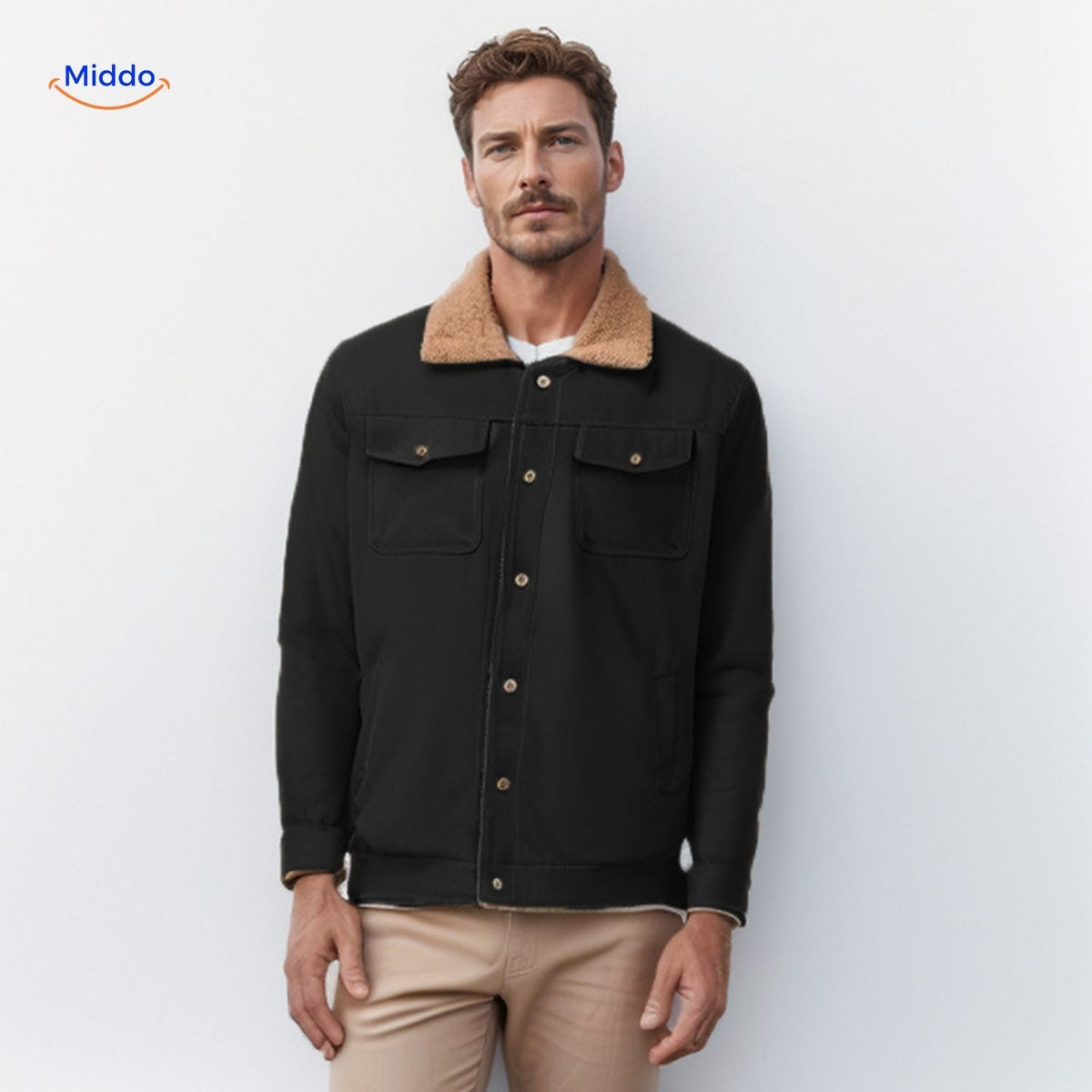 Casual Men's Transitional Jacket Contrast Collar Water-Repellent Insulating Winter Coat Modern Style Comfortable Warm | Sansoti