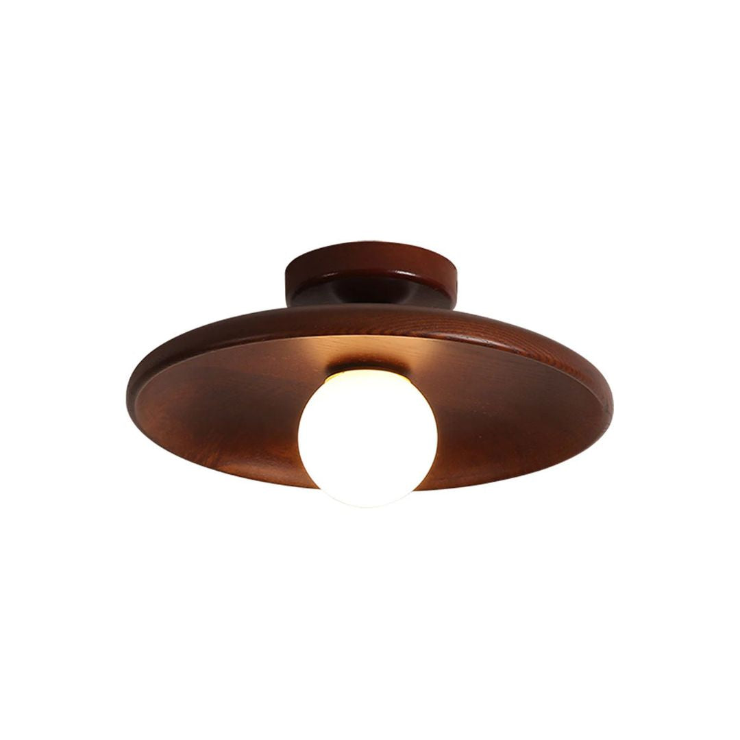 LED Deckenleuchte Holz 15cm G4 Warmes Licht Wohnzimmer Schlafzimmer Flur Holz Deckenleuchte Kompakt Rund Design | Sansoti