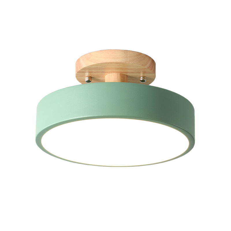 Skandinavische Trommel-Deckenlampe LED mit Holzakzent 30cm 40cm 50cm dimmbar warmweiß und kaltweiß modernes Design für Wohnzimmer, Schlafzimmer | Sansoti