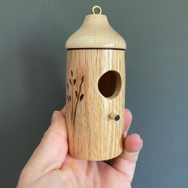 Wooden Hummingbird House Natural Nest Box for Garden and Balcony with Hand-Carved Details Decorative Birdhouse | Sansoti
