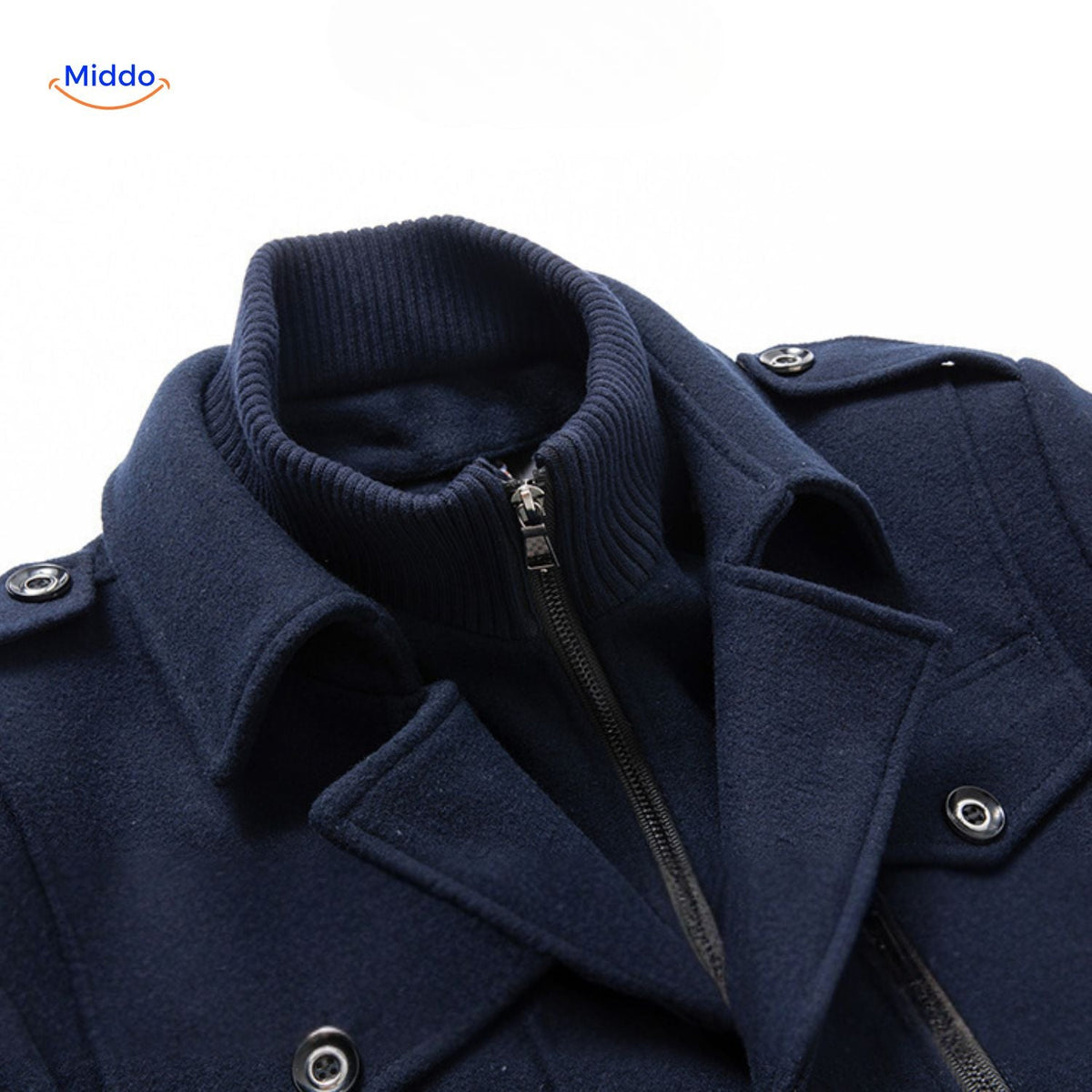 Long Men's Winter Coat Wool Blend Double Collar Trench Coat Epaulettes Warm Classic Stylish Autumn Winter | Sansoti