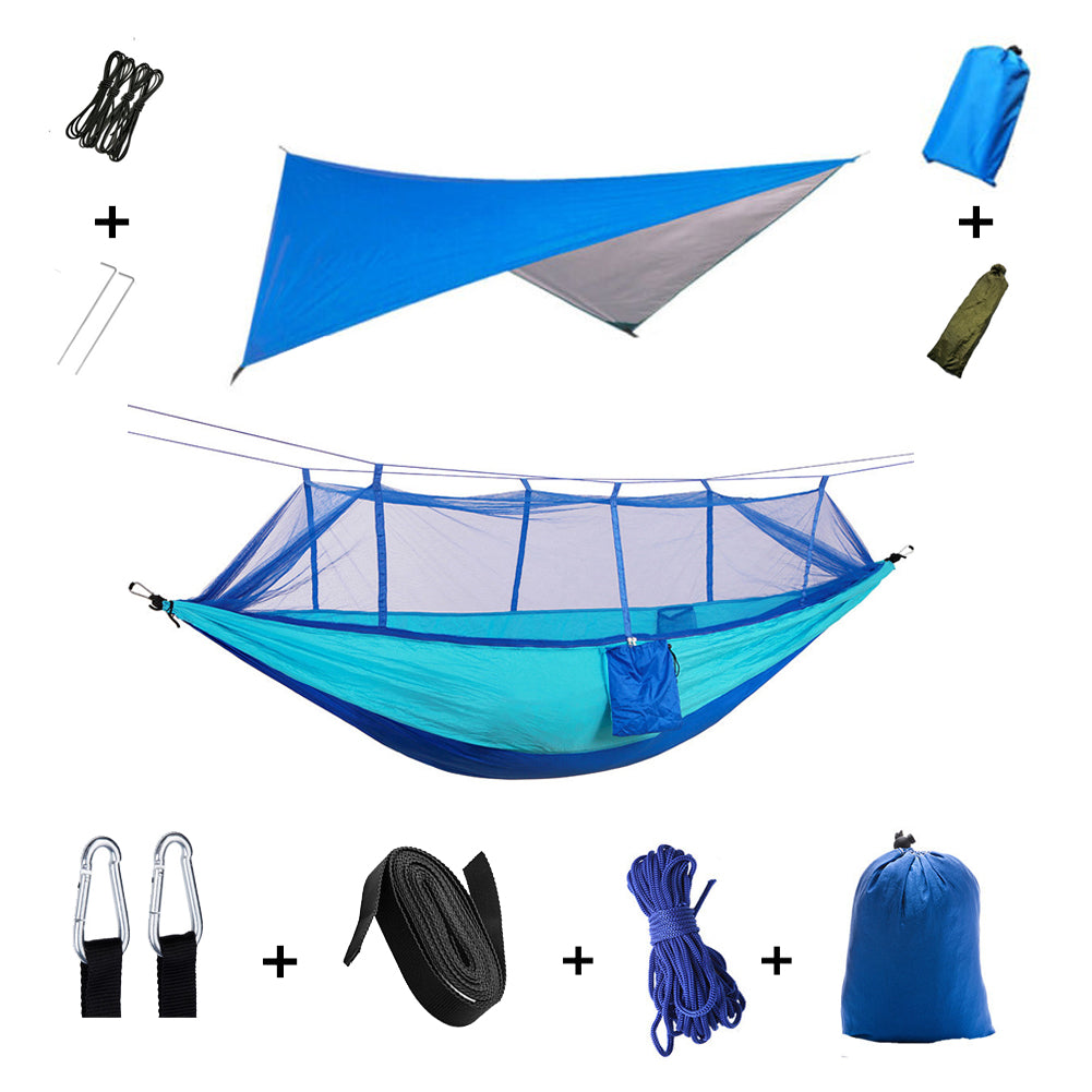 Camping Hammock for 2 People with Rain Cover and Mosquito Net | Sansoti