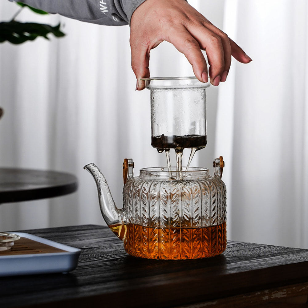 Glass Teapot With Infuser Heat-Resistant Borosilicate Glass 1 Liter | Sansoti