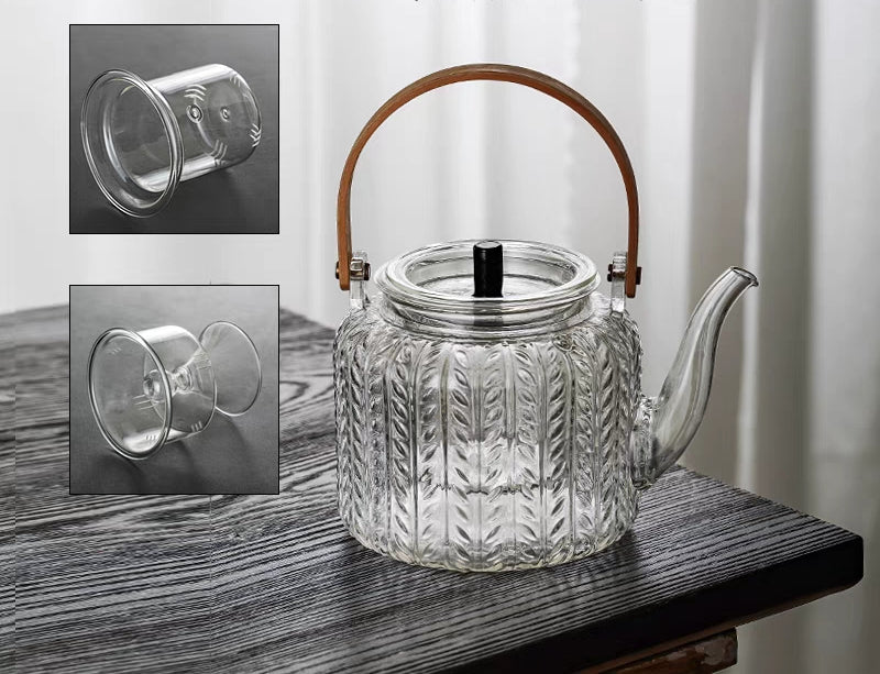 Glass Teapot With Infuser Heat-Resistant Borosilicate Glass 1 Liter | Sansoti