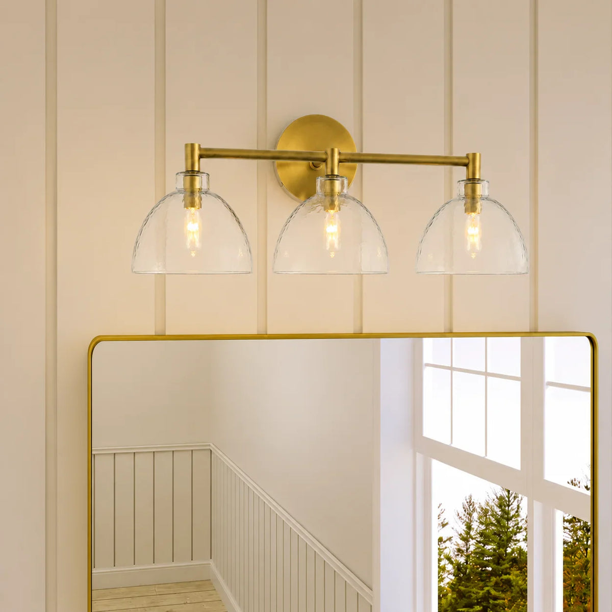 Wall Lamp Recycled Glass Antique Brass – Minimalist Wall Lighting for Bathroom, Hallway, Entrance & Bedroom | Sansoti