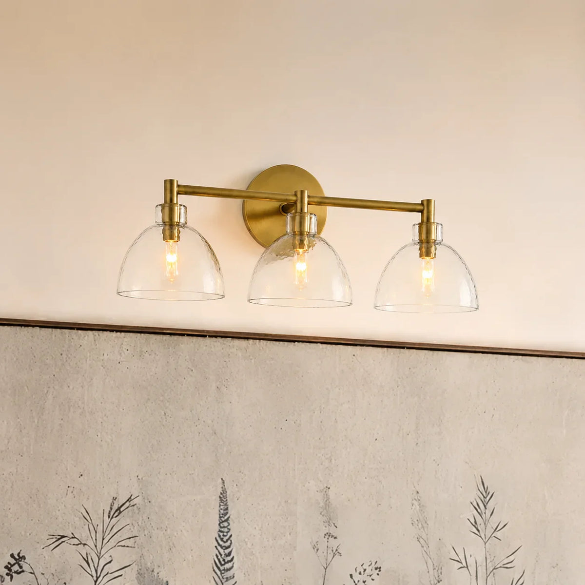 Wall Lamp Recycled Glass Antique Brass – Minimalist Wall Lighting for Bathroom, Hallway, Entrance & Bedroom | Sansoti