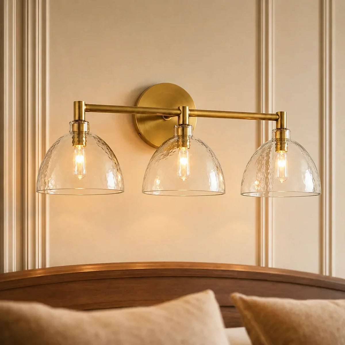 Wall Lamp Recycled Glass Antique Brass – Minimalist Wall Lighting for Bathroom, Hallway, Entrance & Bedroom | Sansoti