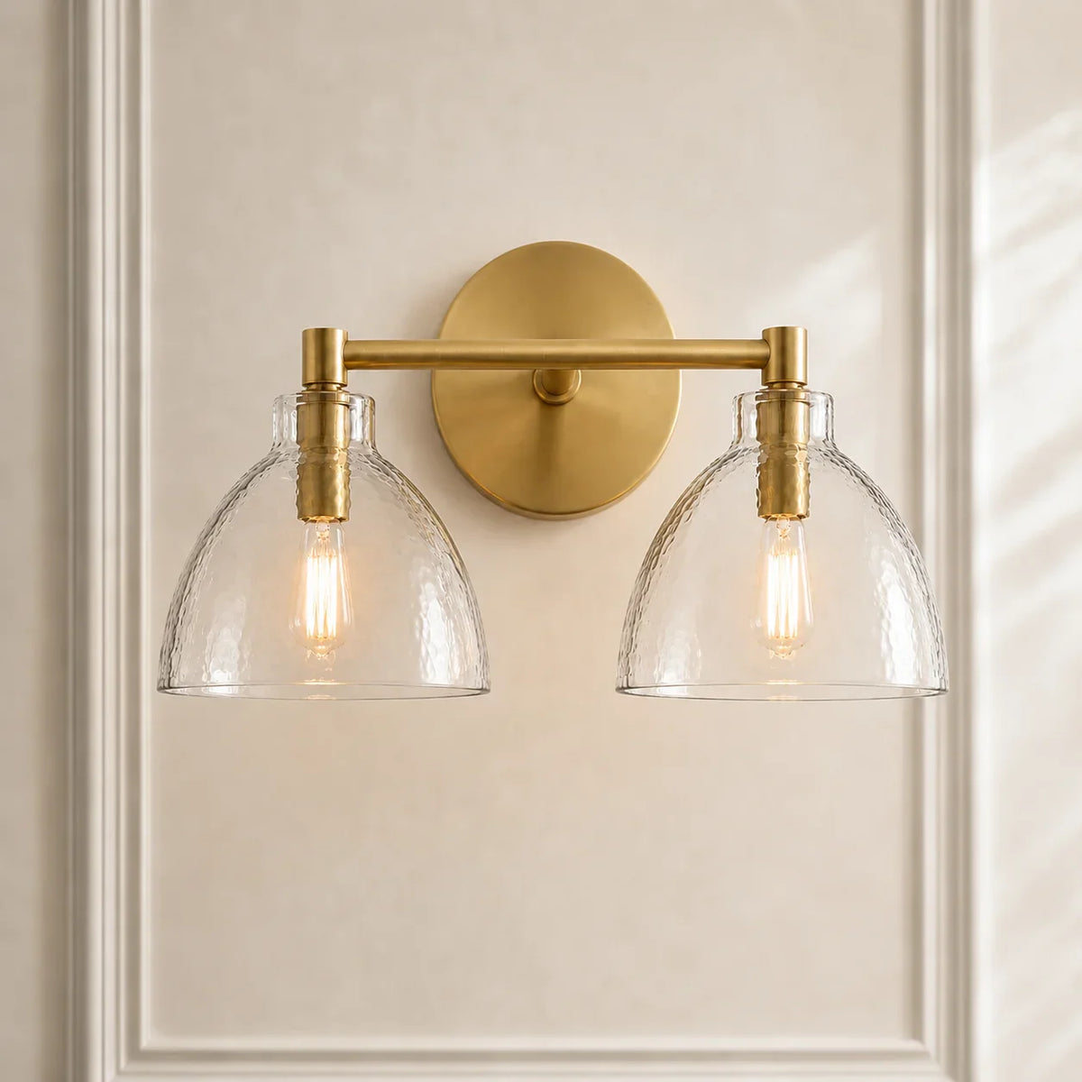 Wall Lamp Recycled Glass Antique Brass – Minimalist Wall Lighting for Bathroom, Hallway, Entrance & Bedroom | Sansoti