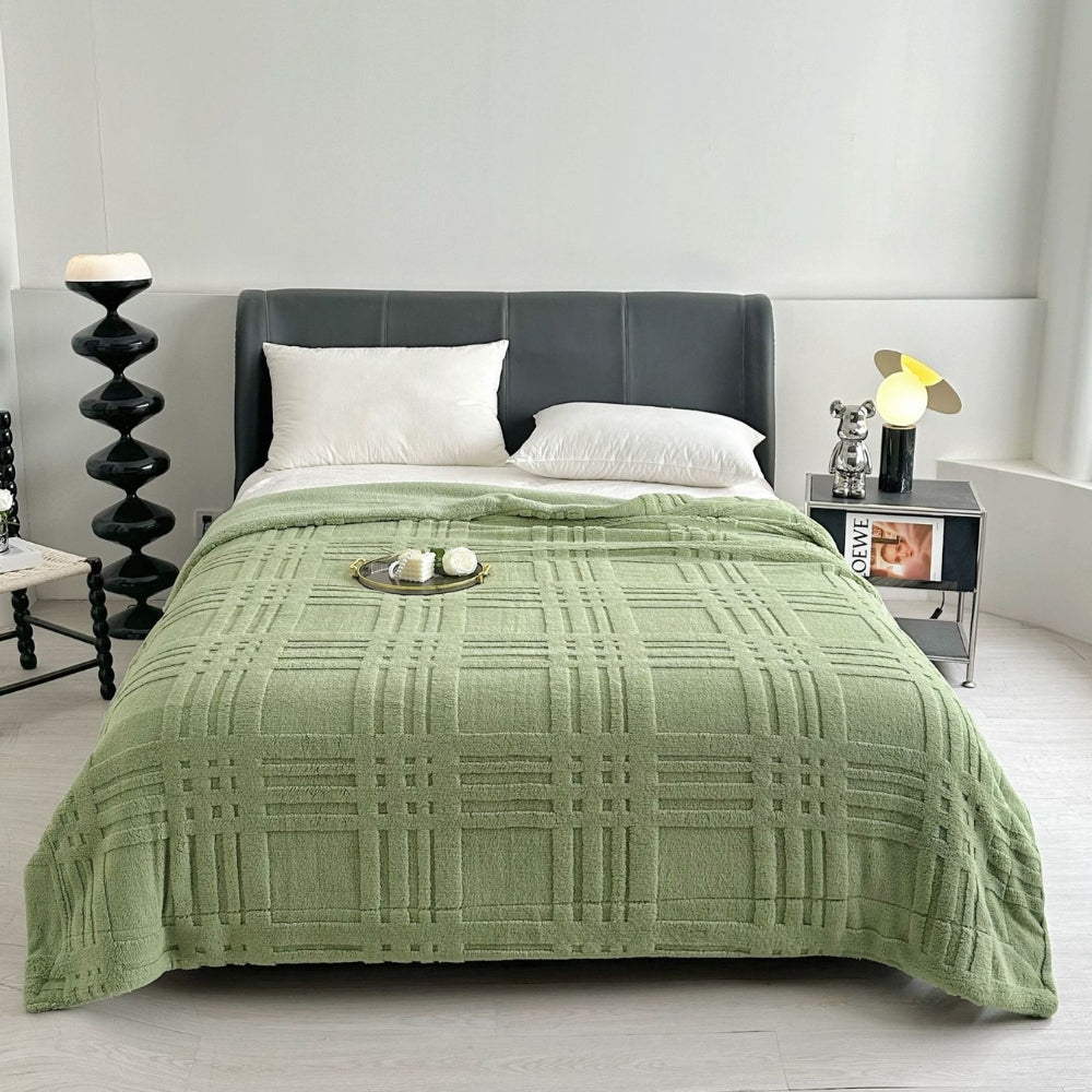 Gestructureerde Plaid Dubbellaags Microvezel Deken Woonkamer Slaapkamer Warme Winterdeken Zacht Comfortabel | Sansoti