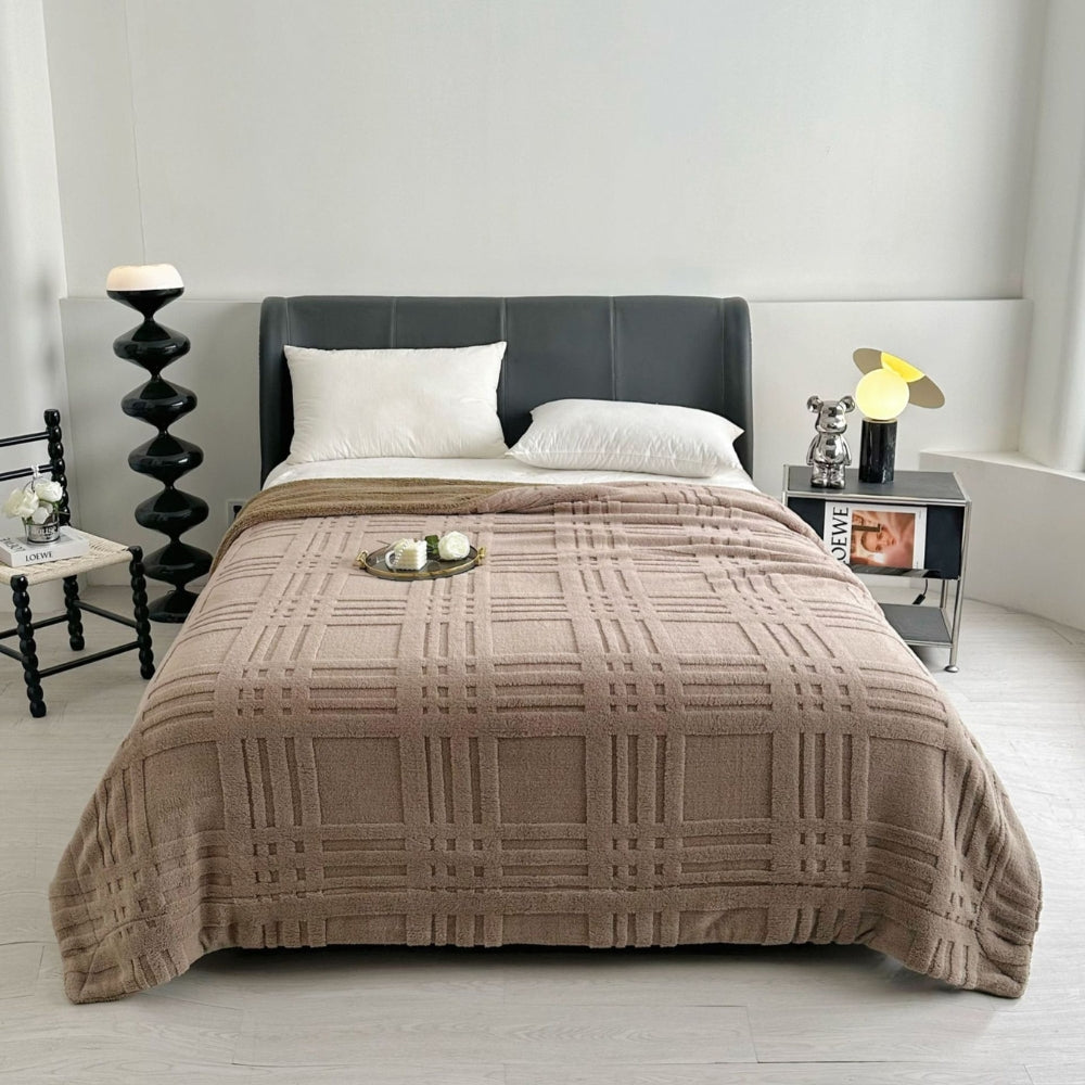 Gestructureerde Plaid Dubbellaags Microvezel Deken Woonkamer Slaapkamer Warme Winterdeken Zacht Comfortabel | Sansoti