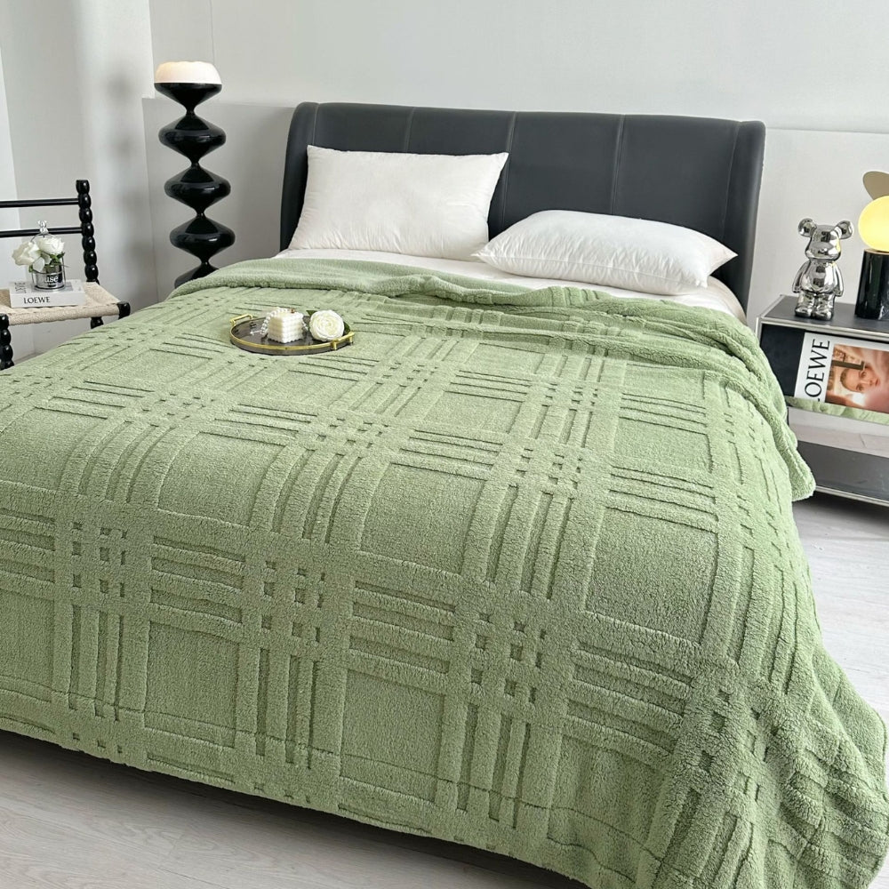 Gestructureerde Plaid Dubbellaags Microvezel Deken Woonkamer Slaapkamer Warme Winterdeken Zacht Comfortabel | Sansoti