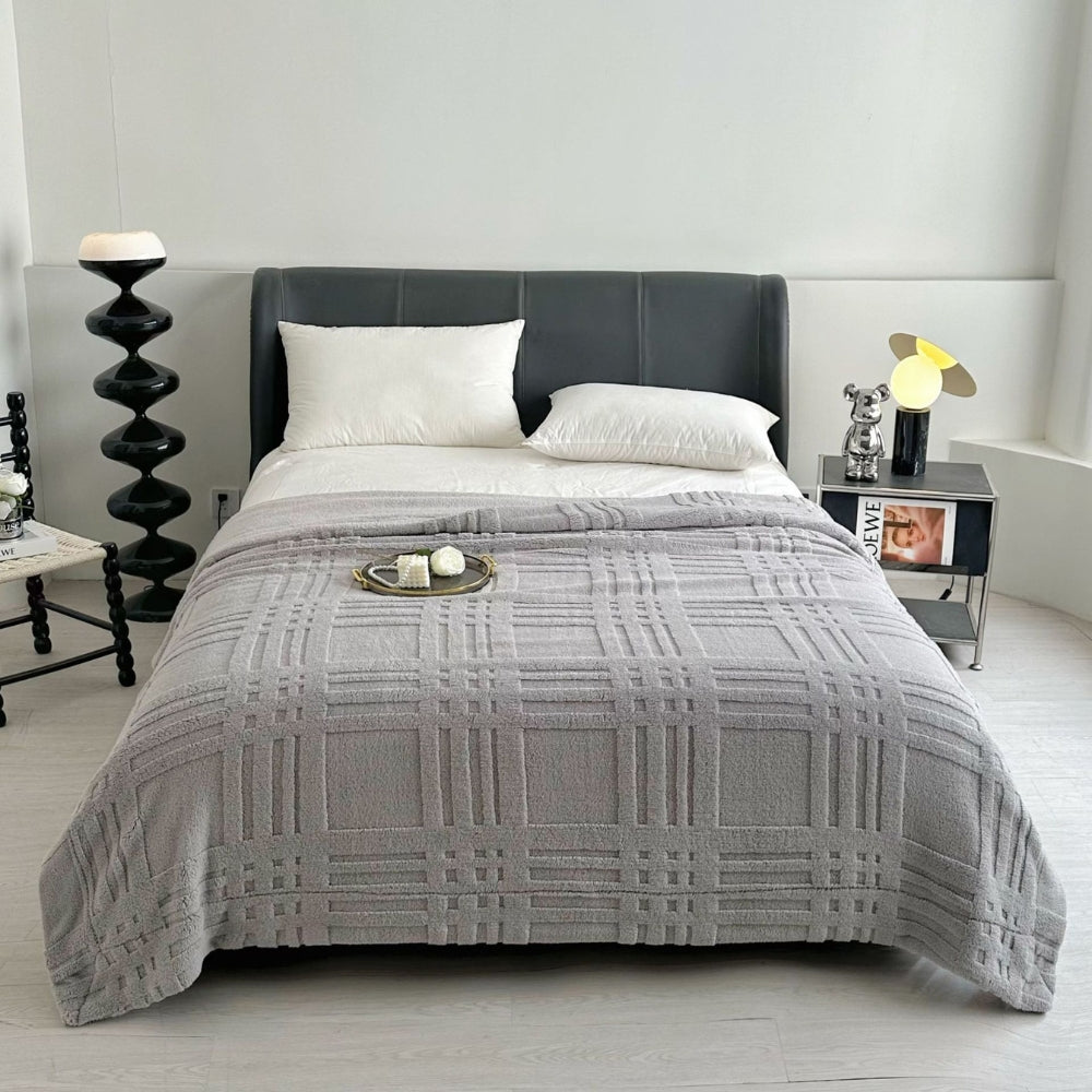 Gestructureerde Plaid Dubbellaags Microvezel Deken Woonkamer Slaapkamer Warme Winterdeken Zacht Comfortabel | Sansoti