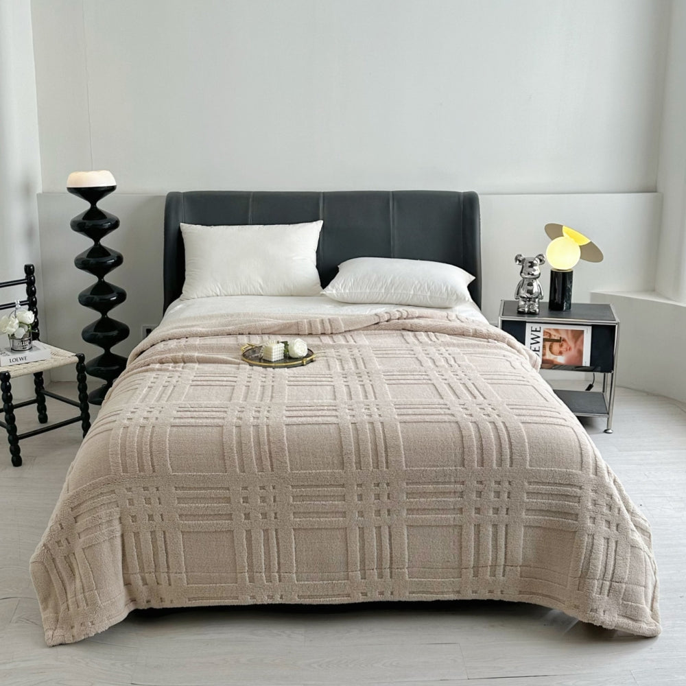 Gestructureerde Plaid Dubbellaags Microvezel Deken Woonkamer Slaapkamer Warme Winterdeken Zacht Comfortabel | Sansoti