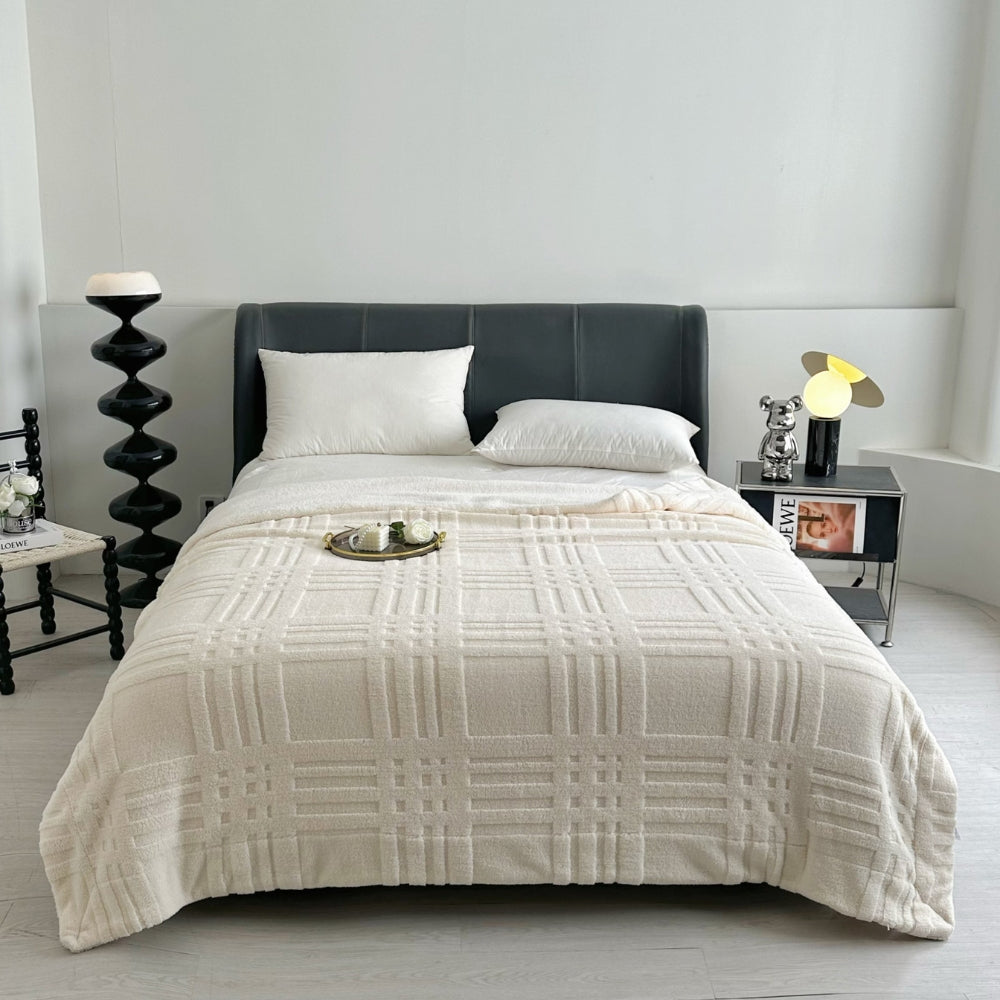 Gestructureerde Plaid Dubbellaags Microvezel Deken Woonkamer Slaapkamer Warme Winterdeken Zacht Comfortabel | Sansoti