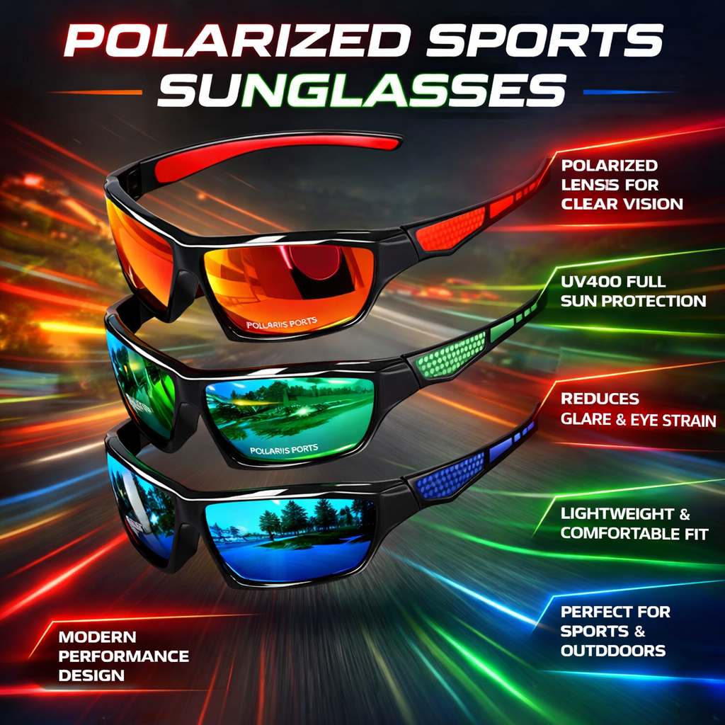 Lunettes de cyclisme Polarisées Protection UV400 Monture légère en plastique Noir Rouge Orange Bleu Jaune Vert | Sansoti