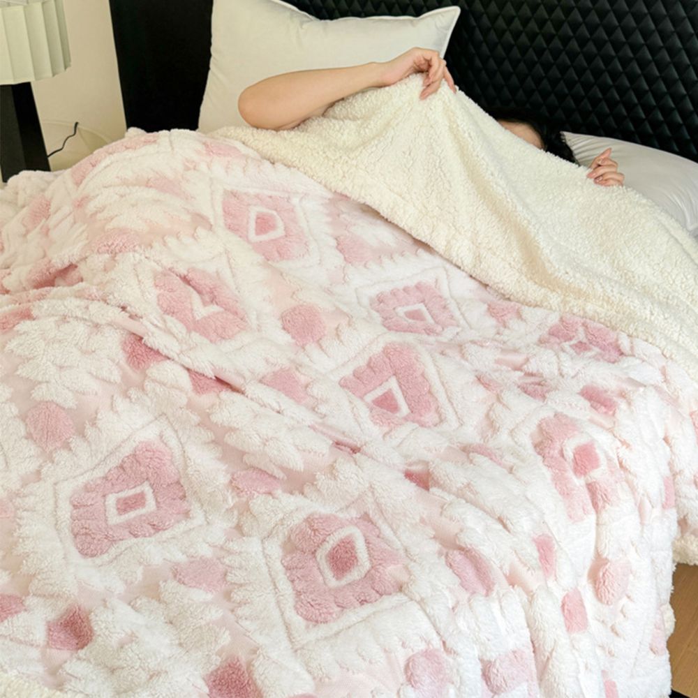 Double Throw with Geometric Pattern Vintage Microfiber Living Room Bedroom Sofa Blanket Soft Warm Comfortable | Sansoti