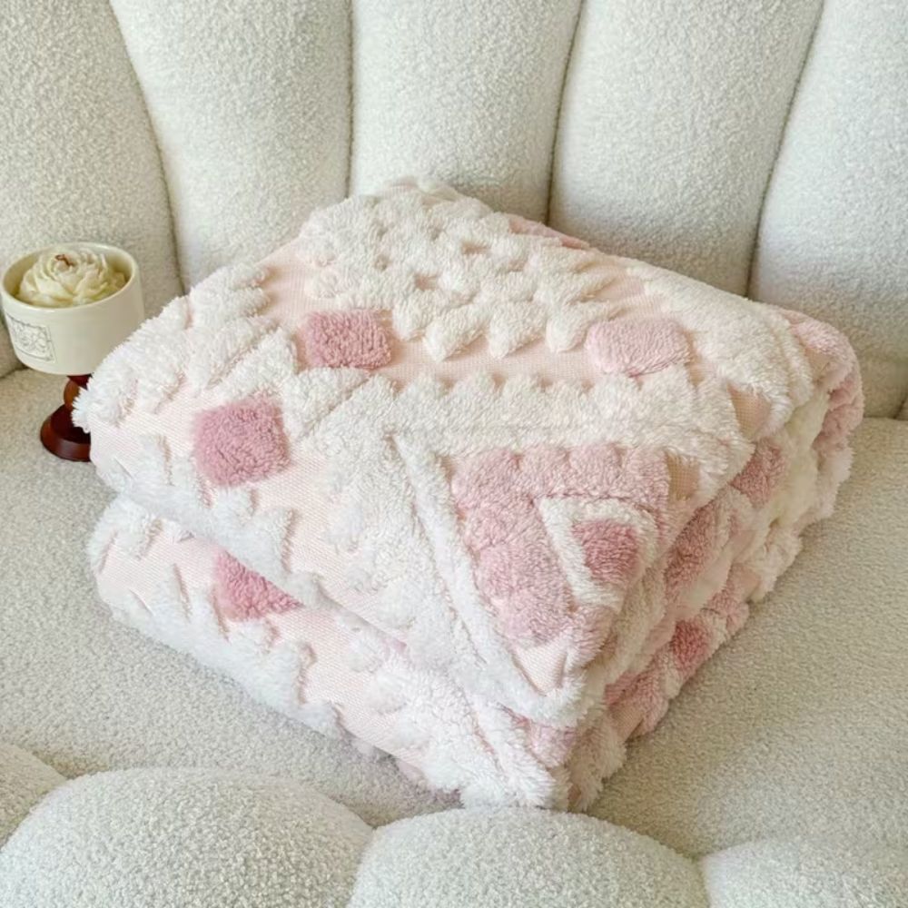 Double Throw with Geometric Pattern Vintage Microfiber Living Room Bedroom Sofa Blanket Soft Warm Comfortable | Sansoti