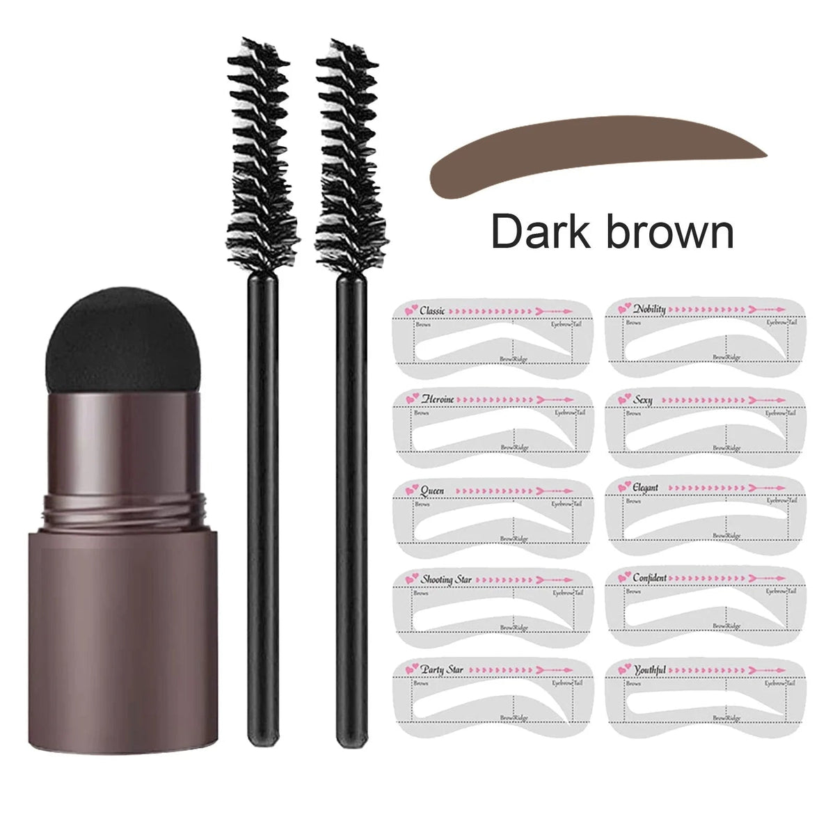 Augenbrauen-Stempel-Styling-Set für perfekte Brauen mit Schablonen und Puder, natürlicher Look, tägliche Anwendung | Sansoti