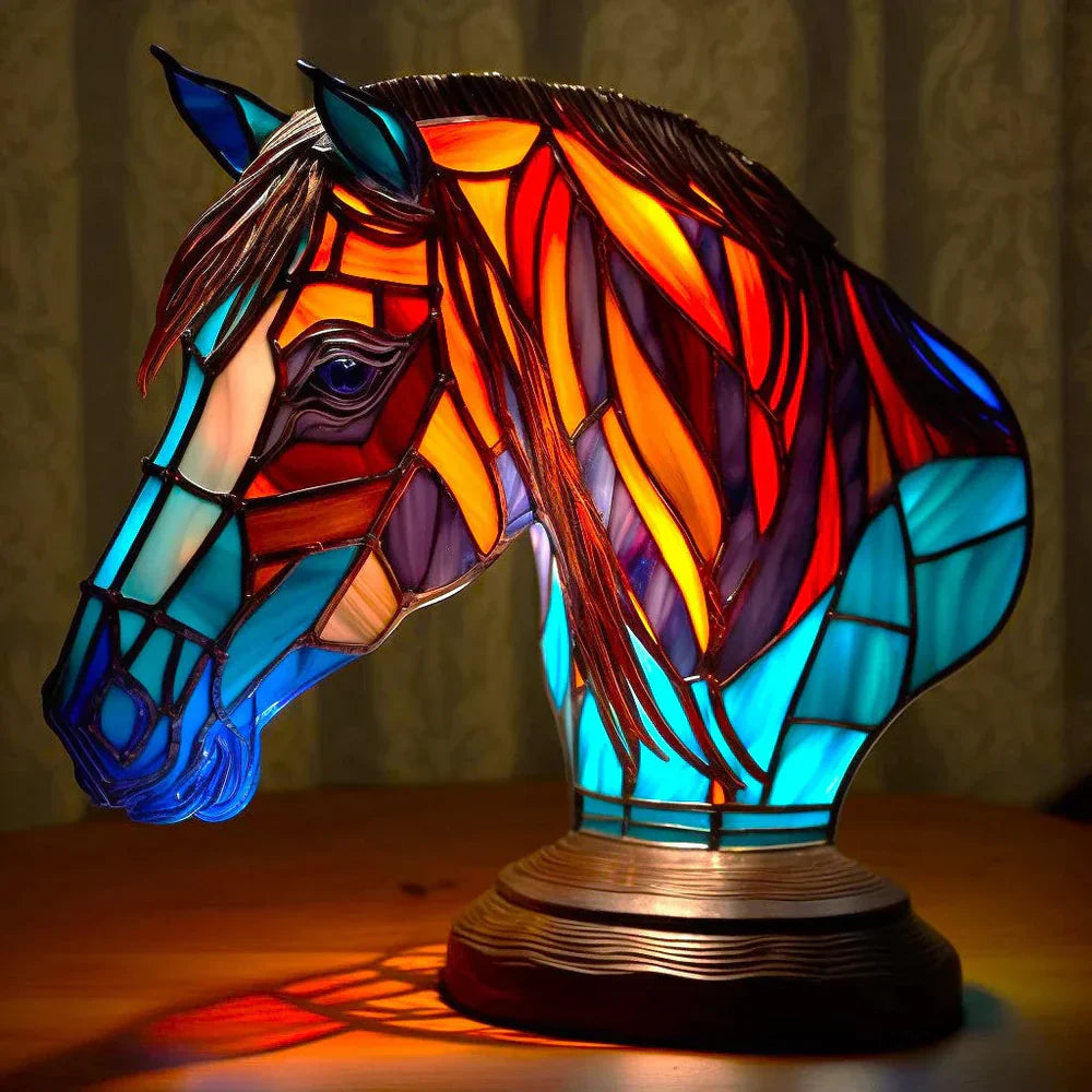 Decoratieve Tafellamp met Dierenprint Gebrandschilderd Glas Effect 15cm Warm Sfeerlicht voor Woonkamer Slaapkamer Nachtkastje | Sansoti