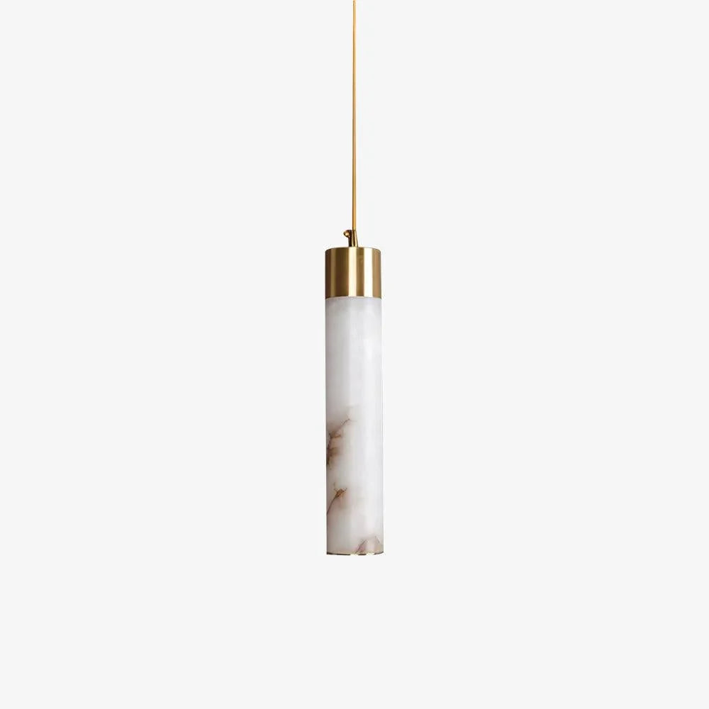 Hängeleuchte aus Naturstein und Messing, Tube, LED 12W, dimmbar, modernes Design, Wohnzimmer, Küche, Esszimmer, Esstisch, stimmungsvolle Beleuchtung | Sansoti
