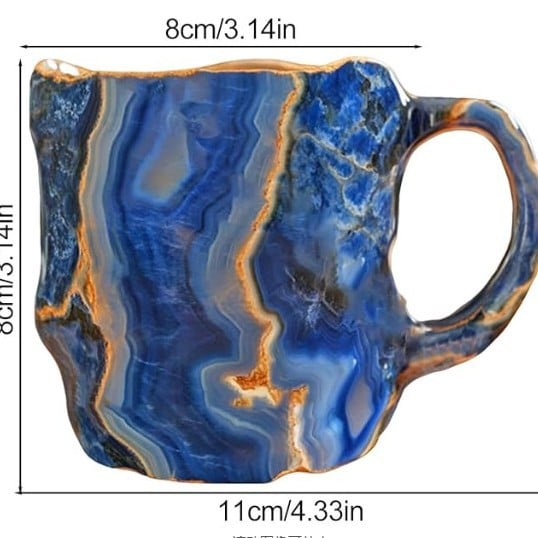 Crystal Mug with Natural Stone Effect – Handmade Mug Inspired by Gemstones – 200ml Ceramic for Tea, Coffee or Wine | Sansoti