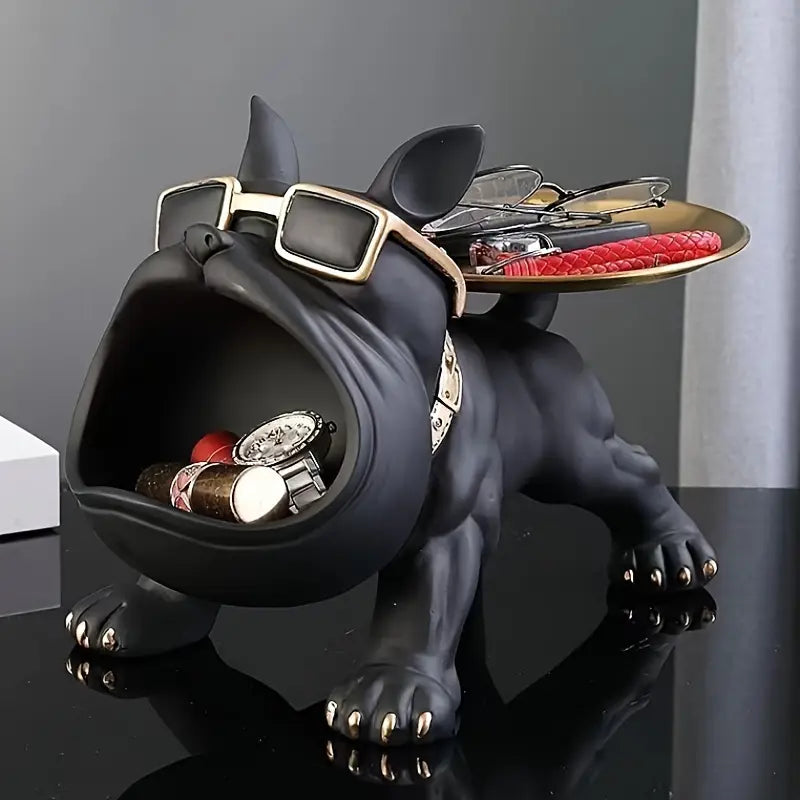Decoratief Buldogbeeld met Opbergruimte – Hars Organizer Bureau Woonkamer Sculptuur Hond Decoratie Accessoire | Sansoti
