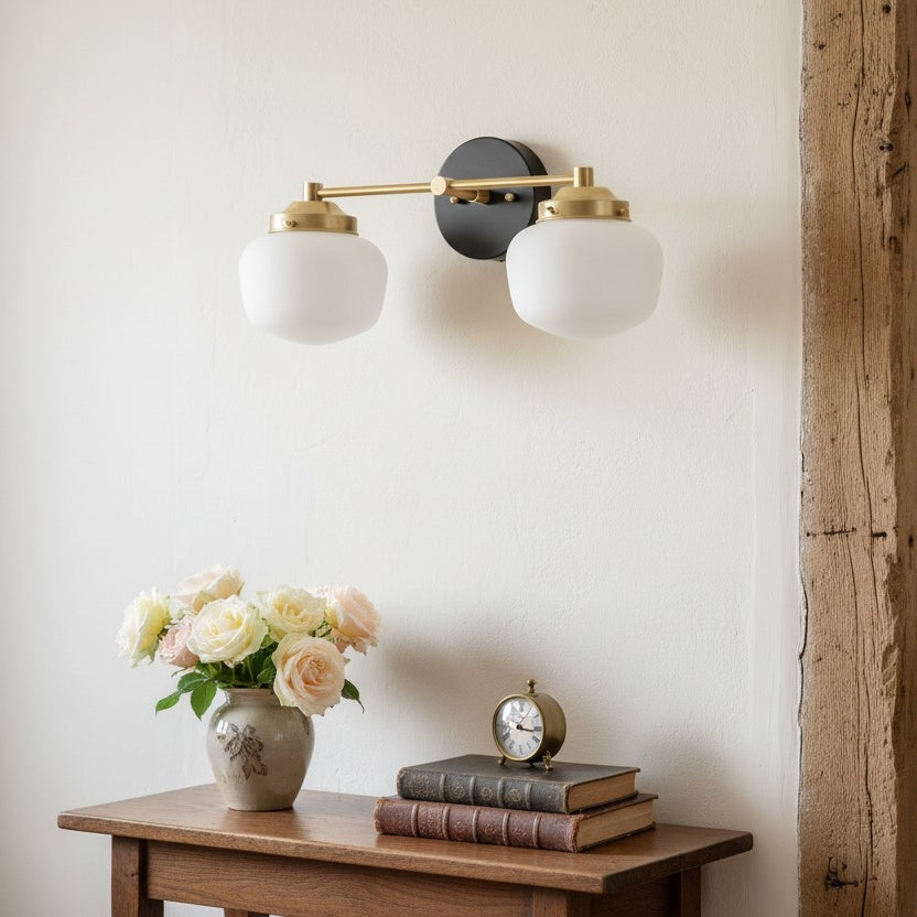 Globe Wall Lamp Classic Bathroom Schoolhouse Lighting Matte Opal Glass for Mirror and Sink | Sansoti