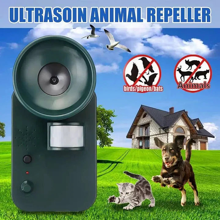 Battery-Powered Ultrasonic Animal Repellent with Motion Sensor for Effective Garden and Yard Protection, Day and Night | Sansoti