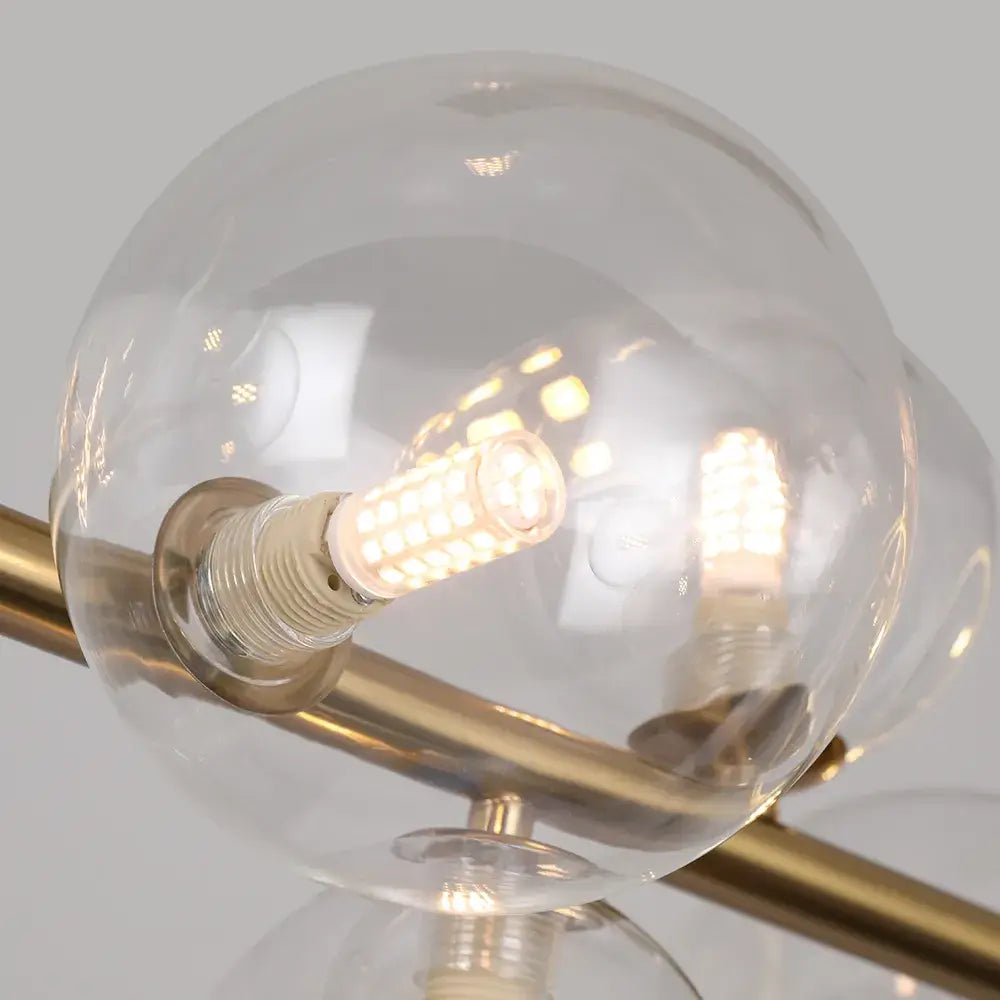 Glas-Hängeleuchten linear – moderne goldene oder schwarze Hängeleuchte mit 7 oder 10 Lichtpunkten – inklusive G9 LED-Lampen – höhenverstellbar für Kücheninsel Esstisch | Sansoti