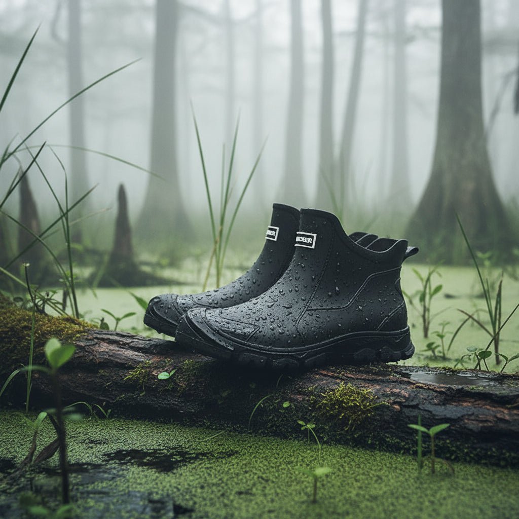 Rubber Rain Boots Waterproof Non-Slip Ankle-High PVC Outdoor Boots for Garden Camping Fishing Outdoor Activities | Sansoti
