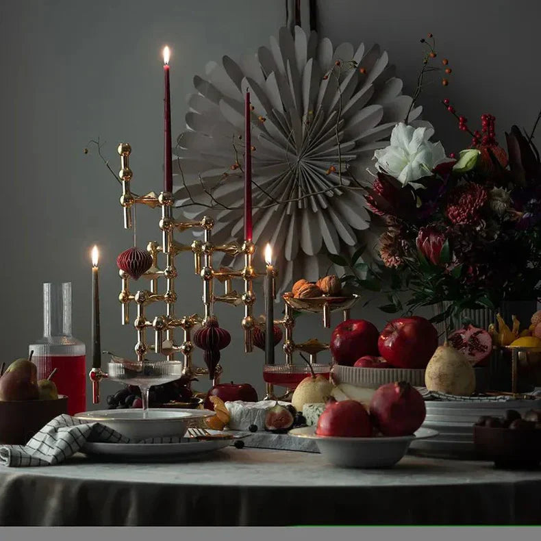Metal Design Candlestick with Modular Frame | Modern Table Decoration & Atmosphere Creator