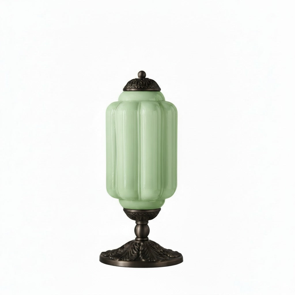 Lampe de table en verre avec design festonné style vintage chambre salon éclairage d’accent noir laiton verre mat | Sansoti