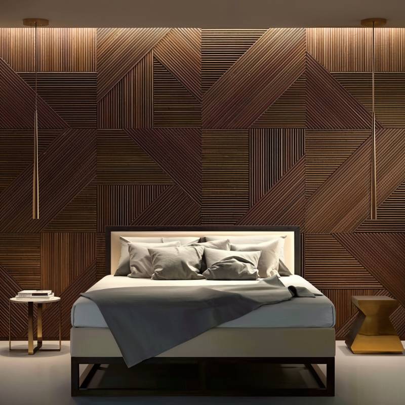 Adira Holz-Wandpaneele mit geometrischem Design für stilvolle Akzentwände | Sansoti